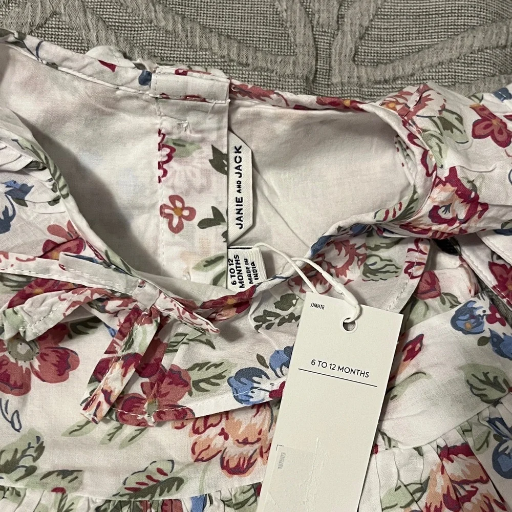 Janie and Jack White Floral Sundress with Matching Hat